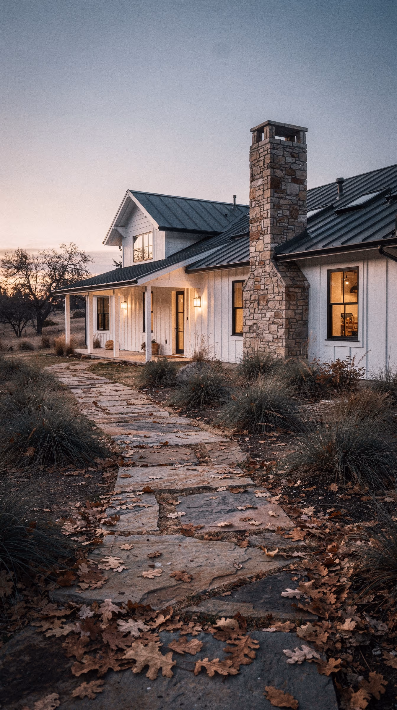 LaFargue custom residence at twilight